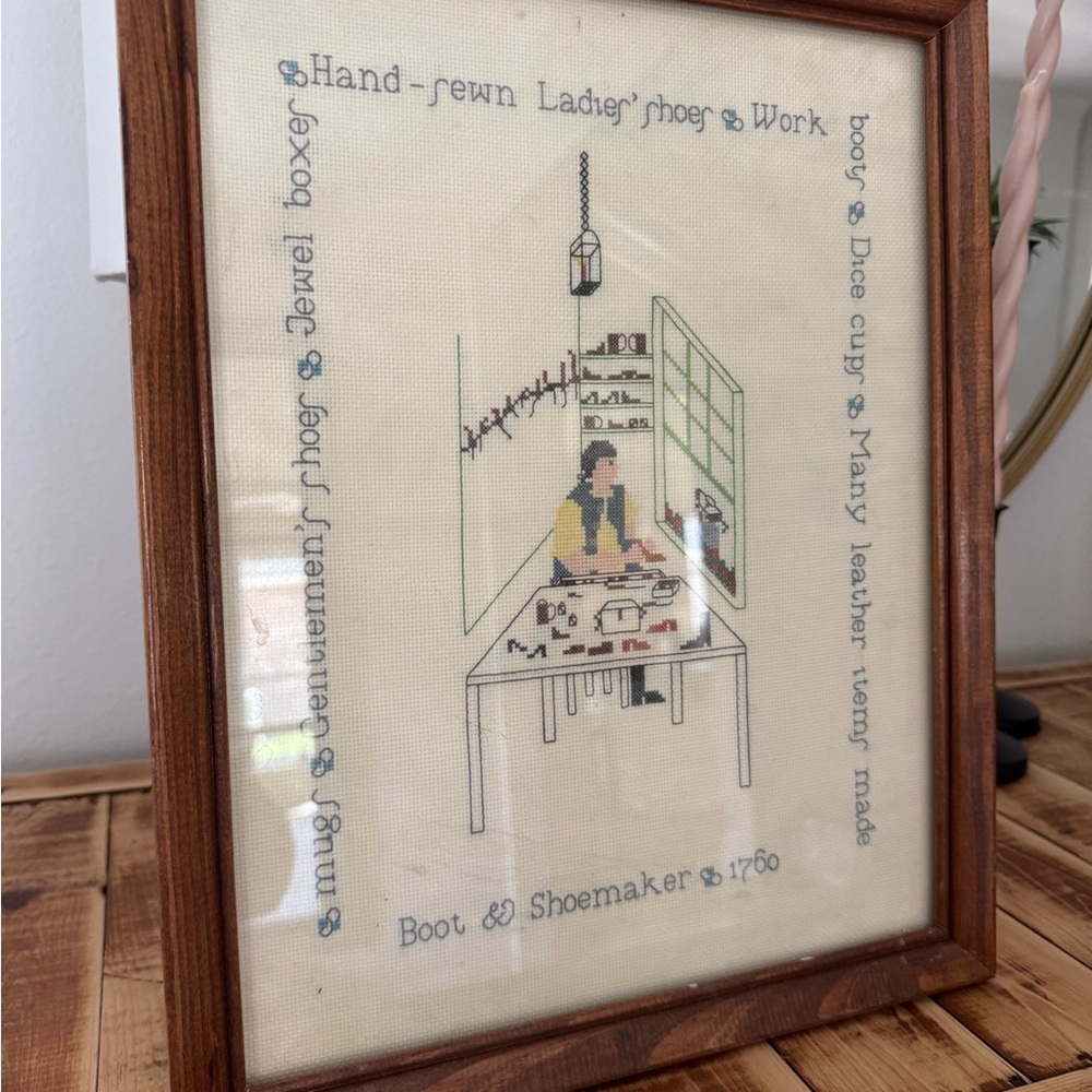 Framed Embroidered Art with Wooden Frame
